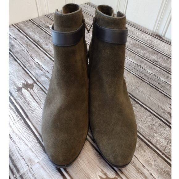 Coach | Dark Olive Green Suede "Patricia" Ankle Boots 10B - Picture 6 of 14